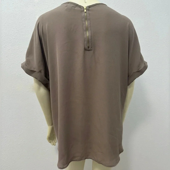 Worthington Criss Cross V Neck Tunic in Taupe - Picture 2 of 10